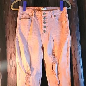 NEW Mauve Button Fly Size M Women's distressed Jeans. Perfect Fall Color!